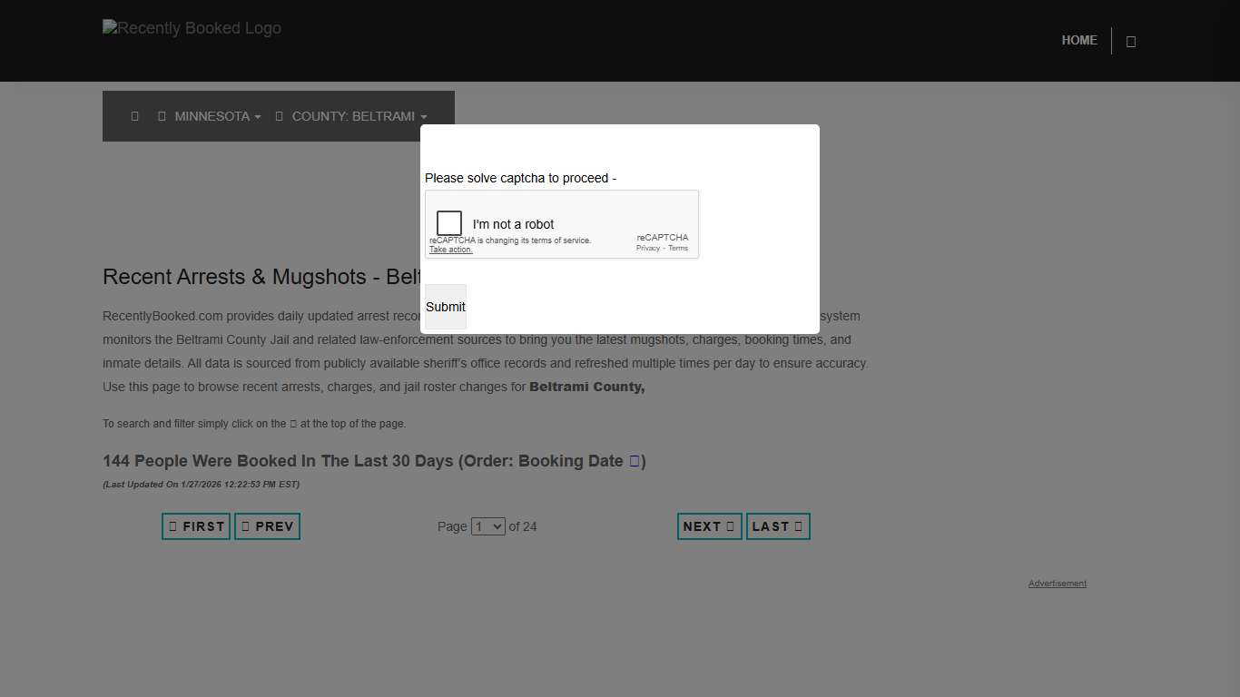 Beltrami County, Minnesota Mugshots RecentlyBooked.com